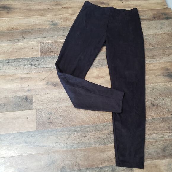 Lysse Black Crushed Velvet Pull On High Rise Stretchy Ankle Pants Size Medium - Picture 3 of 12